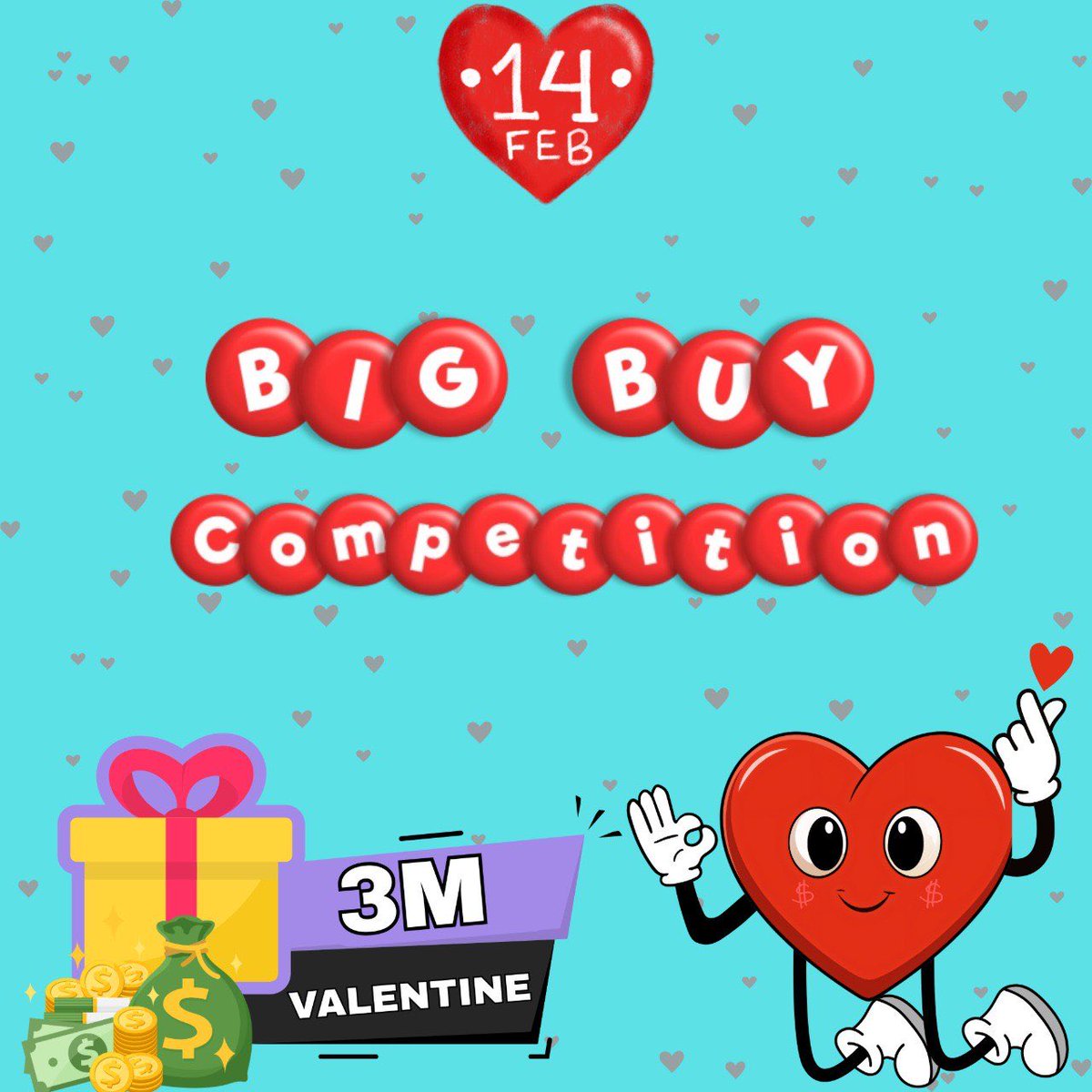 ValentineSOLx's tweet image. To eat this dip, starting from today the big buy competition is live!

From 23 january to 14 February, the biggest buyer is going to get a 3,000,000 $VALENTINE bonus from the Dev wallet.

You can buy in one shot or split it into many buys.
Only NET BUYS count.

If a wallet buys…