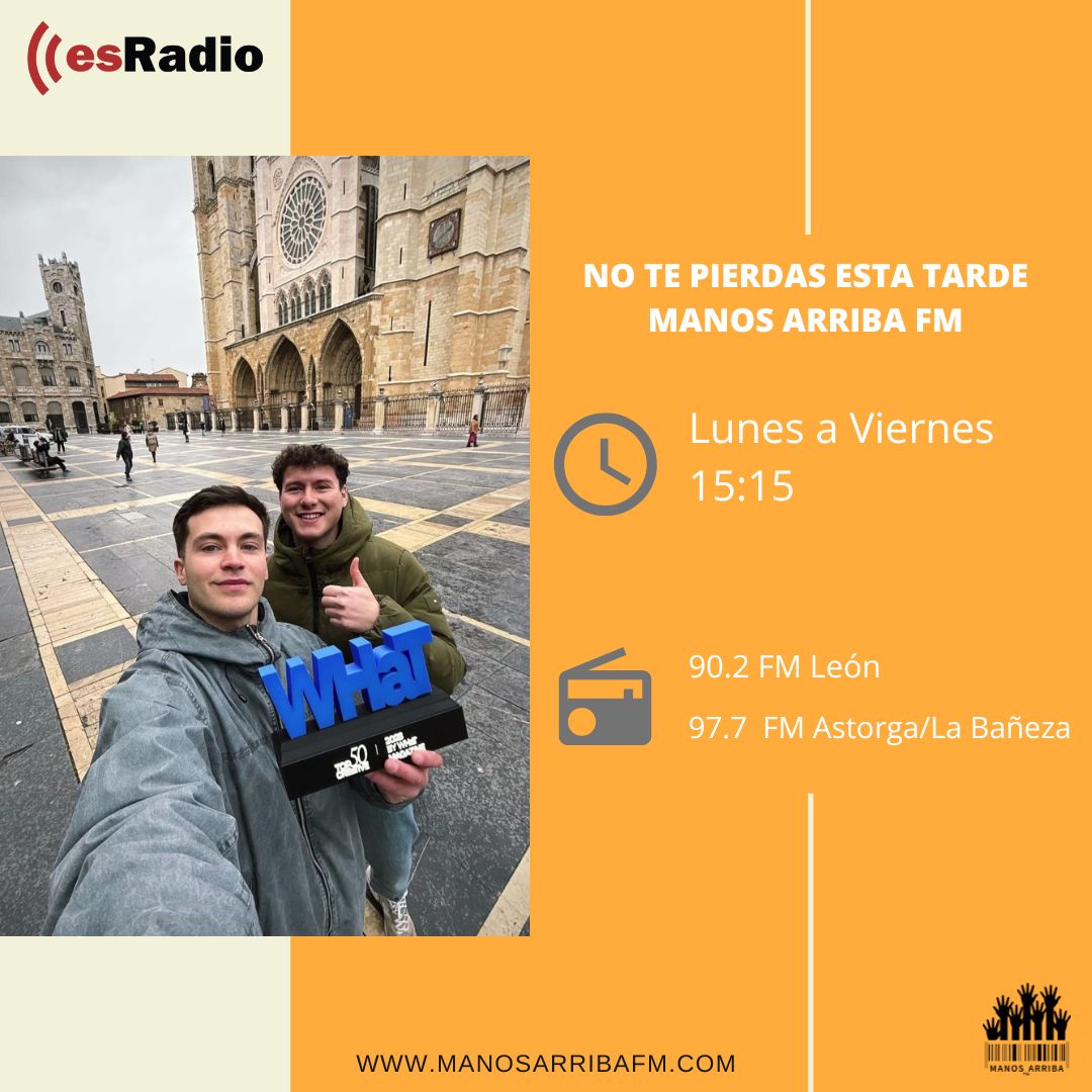 manosarribafm's tweet image. AVANCE | Hoy en #ManosArribaFM:

🙊Recibimos a Héctor y Diego del Festival Monoloco por su premio Top 50 Creative Projects de What Magazine 
📍 Estreno de planes en León con Lorena González 🍿Series con Patri Ferrero

#EsRadioLeón #Laradiodelconsumidor #Leonesp