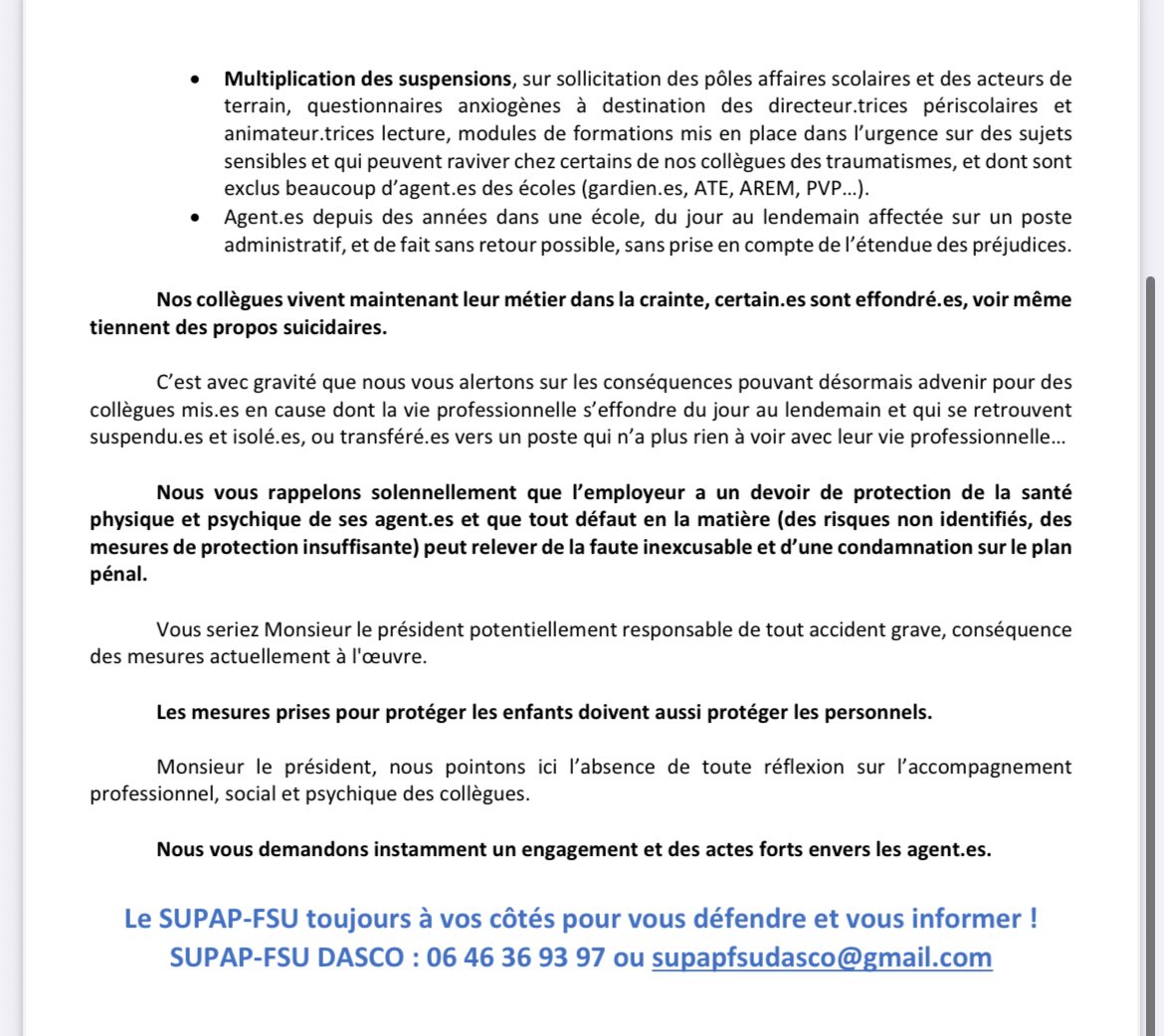 supapfsuanim's tweet photo. #Périscolaire
Alerte sur les risques psychosociaux pour les animateurs et directeurs périscolaires
Ville de #Paris fait des choix dans la précipitation sans prendre en compte les risques pour ses propres forces vives,qui s’inquiètent déjà et réfléchissent à quitter la profession https://t.co/2mR86FoeaE