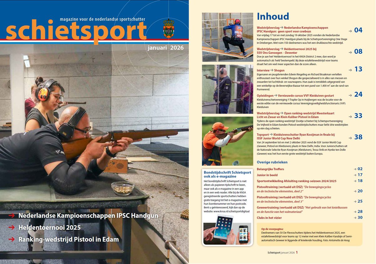 KNSASchietsport's tweet photo. Schietsport 1/2026 is beschikbaar! Lees de nieuwste uitgave in de app of op de computer; https://t.co/TiEyeoIZUP https://t.co/JoOkOKye2e