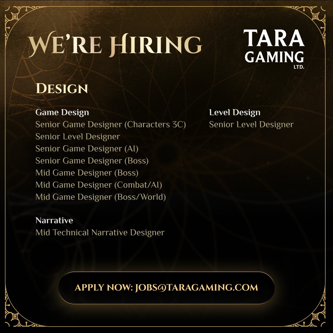 TaraGamingLtd's tweet photo. We are hiring for @TheAgeOfBhaarat !
If you're passionate about AAA gaming and embracing innovation in service of epic storytelling, your next level starts with us.
Apply now: jobs@taragaming.com
#Hiring #TaraGaming #GamingJobs #GameDev #JoinOurTeam https://t.co/YnoQwliqRv