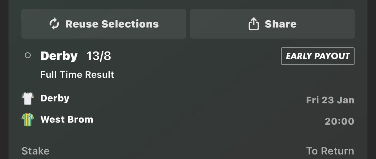 EVHtips's tweet image. BET OF THE DAY ✍️

⚽ Derby vs West Brom
📍 Full Time Result
✅ Derby WIN