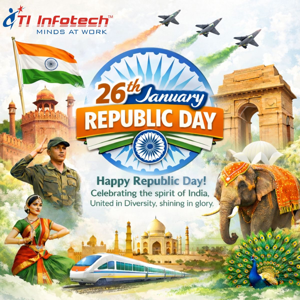 tiinfotech's tweet photo. Happy Republic Day!
Celebrating the spirit of India, United in Diversity, shining in glory.
Let us honor the sacrifices of those who built our nation,
And commit ourselves to a future of progress, unity and peace.
#happyrepublicday #happyrepublicday2026 #tiinfotech https://t.co/5viXcS1eD0