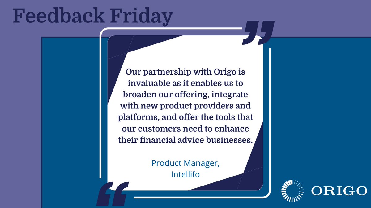 Our mission at Origo is simple: to connect the financial services industry for the benefit of everyone.

Don’t just take it from us. A Product Manager at @‌IntellifoLtd says our partnership is “invaluable”. Read the full quote below ⏬

See what we do in action: