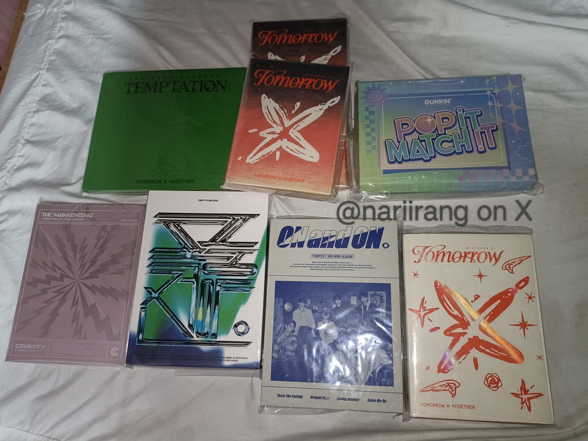 nariirang's tweet photo. Hiii!! Anyone inch on these unsealed albums? Planning to sell these po hehe^^ comment lang po if interested!! 

tags: 
txt tempest cravity kpop wts lfb ph album https://t.co/WsdiiDQ87e