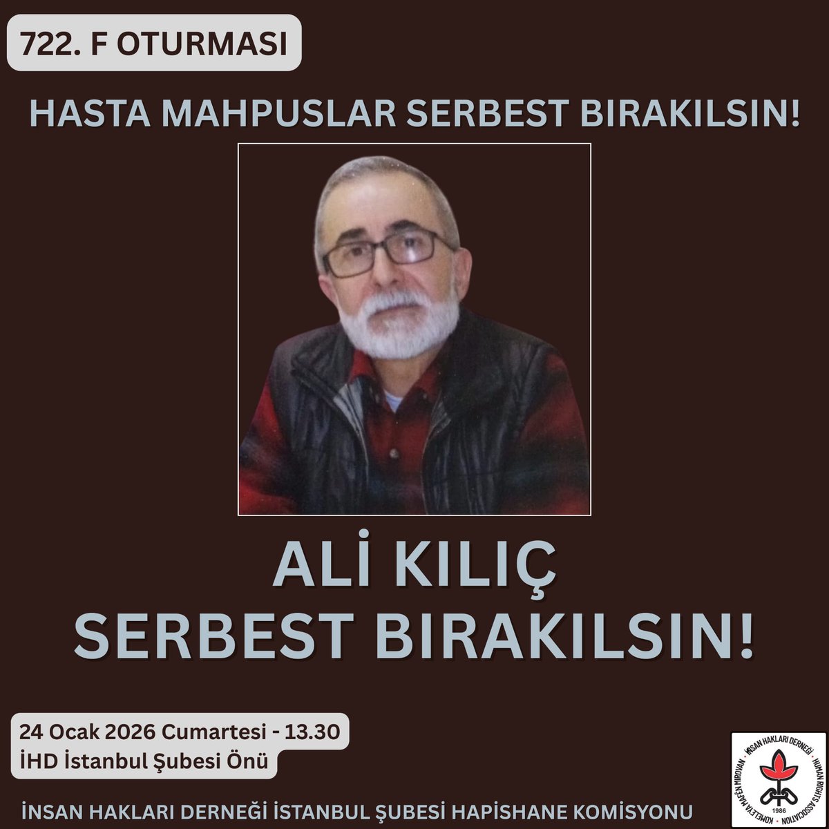 📣14 yıllık mahpus olan Ali Kılıç’ın hapse düşmeden önce kronik baş ağrısı vardı, ayağında ve omzunda fizik tedavi görmesi gereken rahatsızlıkları bulunmaktaydı. Hapishanede bu rahatsızlıkları için tedavi göremediği için boyun fıtığı ilerledi. Hapishane koşullarında ayrıca kalp,