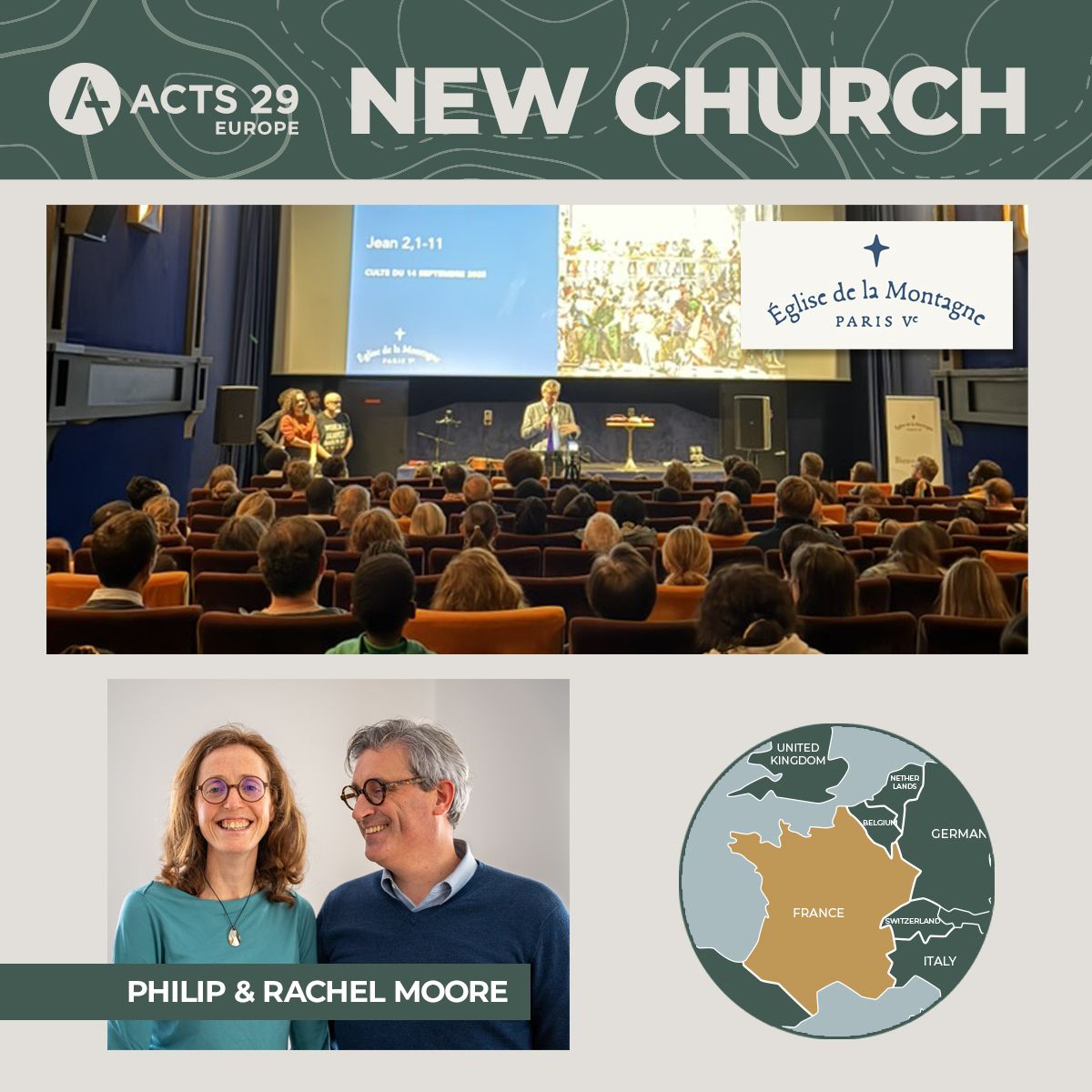 We extend a warm welcome to Philip and Rachel Moore and our new partner church, @eglisedlm in Paris, France. On y va ! 🥳 #churchplanting