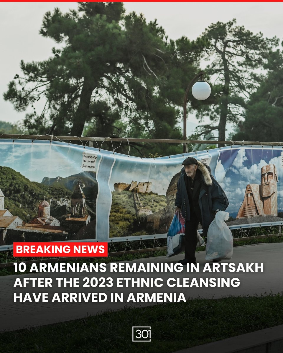 301arm's tweet photo. BREAKING: 10 Armenians who had remained in Artsakh, along with one citizen of Armenia of Russian nationality, have now been transferred to Armenia.

According to Armenia’s Minister of Labor and Social Affairs Arsen Torosyan, the remaining Armenians formally appealed to the relevant authorities of Azerbaijan and Armenia to be transferred, after which they were relocated to the Republic of Armenia.

Following the 10-month blockade of Artsakh that began in December 2022 and the subsequent ethnic cleansing carried out by Azerbaijan, these Armenians had remained behind for various reasons, including age, illness, isolation, and an unwillingness to leave their homes. Remaining in Artsakh carried serious risks.

Just three weeks ago, an Azerbaijani “court” sentenced Karen Avanesyan, an Armenian who had remained in Stepanakert after the forced displacement, to 16 years in prison on fabricated charges. His case demonstrated the reality faced by Armenians who stayed behind: arbitrary detention, criminalization, and the use of the judicial system as a tool of intimidation. According to multiple sources, Avanesyan had mental health issues.