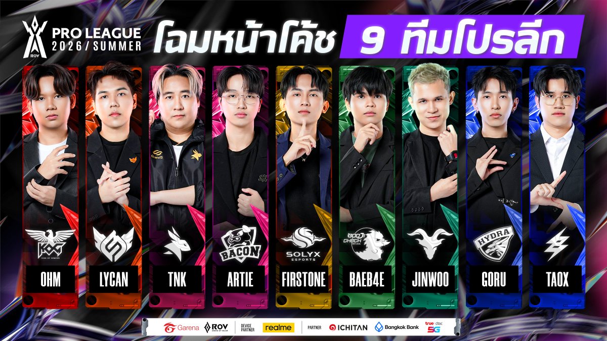 เผยโฉมหน้าโค้ชจากทั้ง 9 สโมสร ลุยศึก RoV Pro League 2026 Summer🏆ก่อนเปิดสนามวันเสาร์ที่ 31 มกราคมนี้! #RPL2026Summer #DreamRiser #RoV