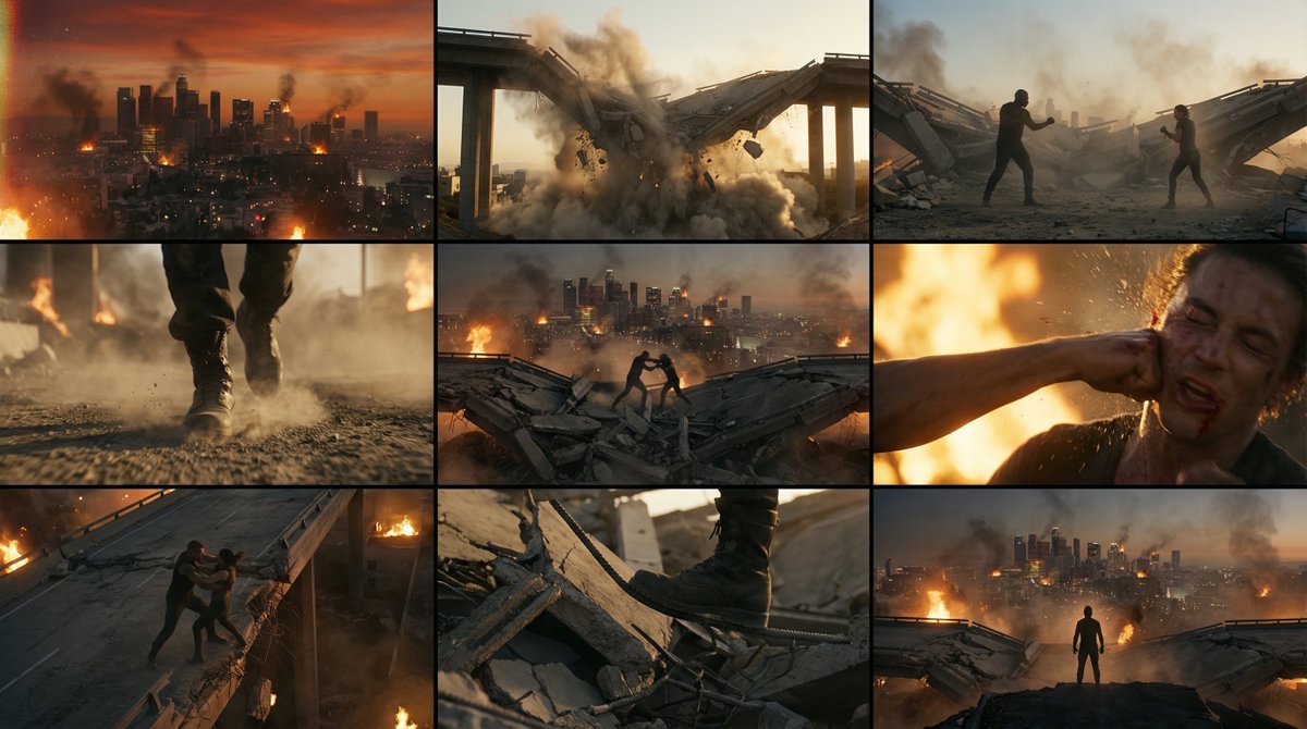 Four 3x3 scene grids