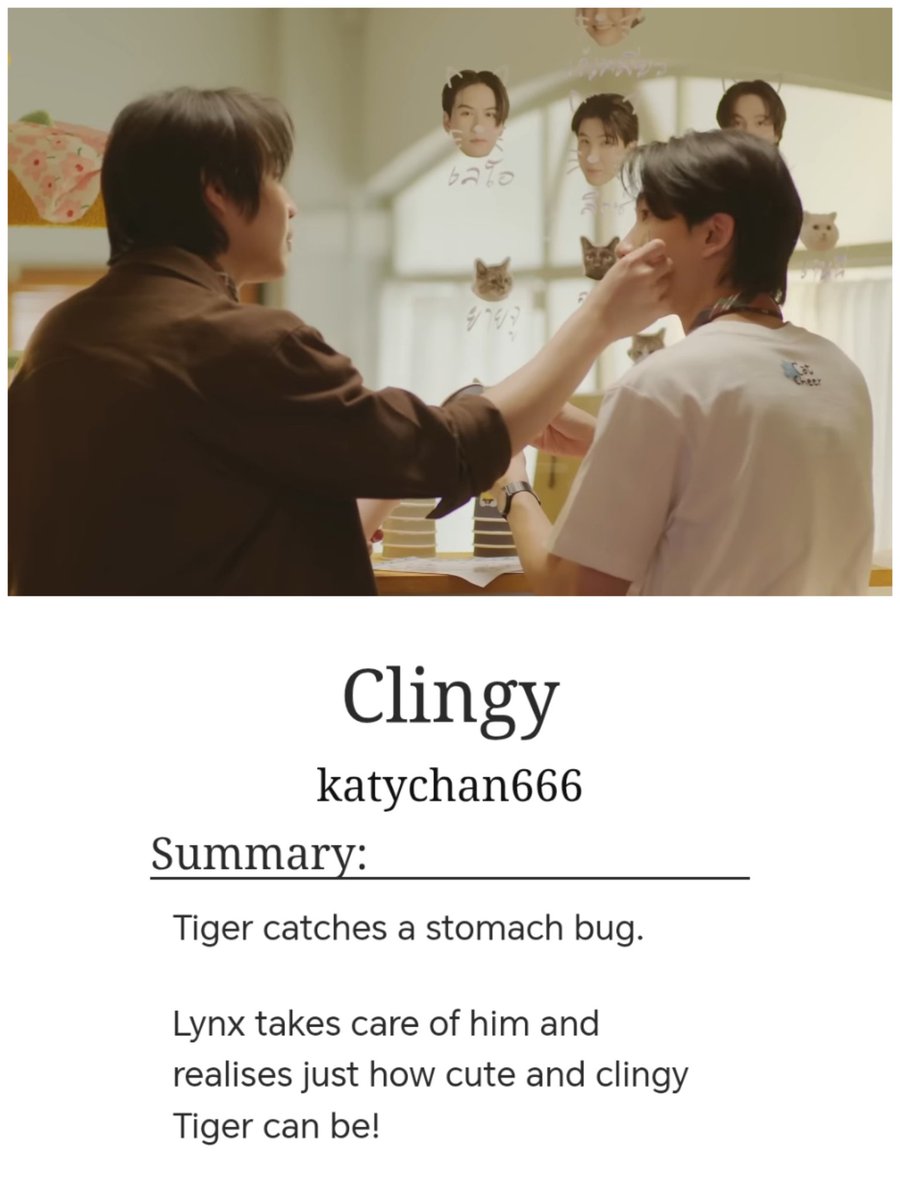 writing_khaos's tweet image. Clingy
(#TigerLynx oneshot)

Tiger catches a stomach bug.
Lynx takes care of him.

#CatForCash

Here ❤️❤️:

archiveofourown.org/works/78147036