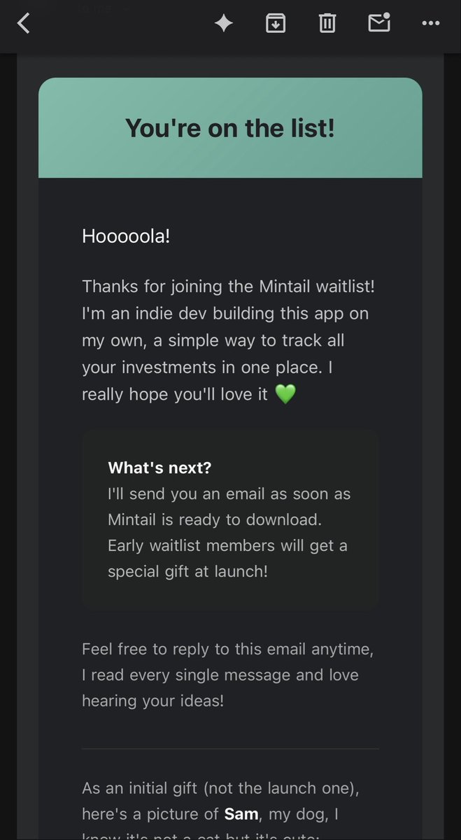 LabraxTech's tweet image. Signed up to the mintail.app waitlist. Can’t wait to give this personal investment tracker a try. Tired of having to use multiple apps to see how everything’s performing. 

#Shipyard2026 @RevenueCat