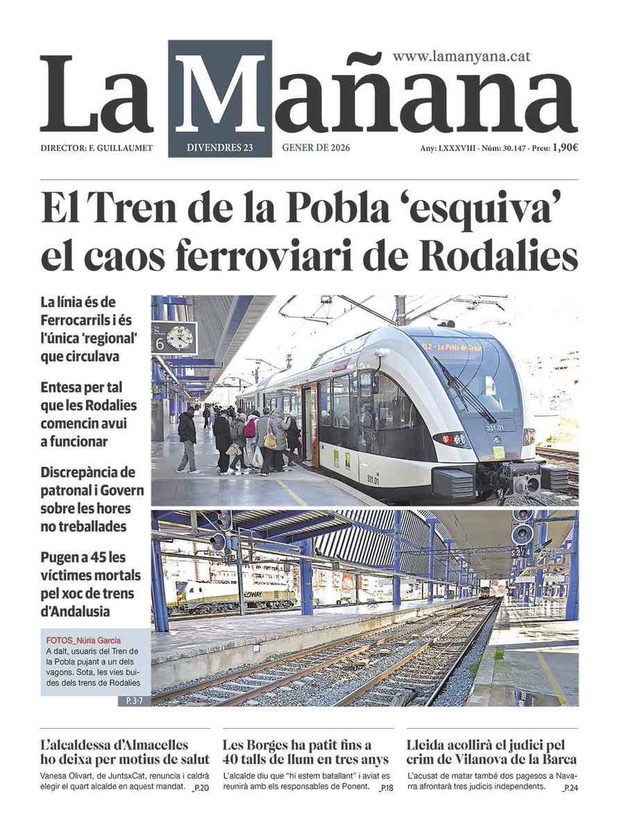 Doncs és així.

Una línia que RENFE tenia abandonada i que l'any 2005 es va traspassar a la Generalitat per garantir-ne el funcionament era l'únic tren que ahir funcionava a Lleida. 

<a href="/Renfe/">Renfe</a> i Espanya ❌️
Catalunya i <a href="/FGC/">FGC</a> ✅️