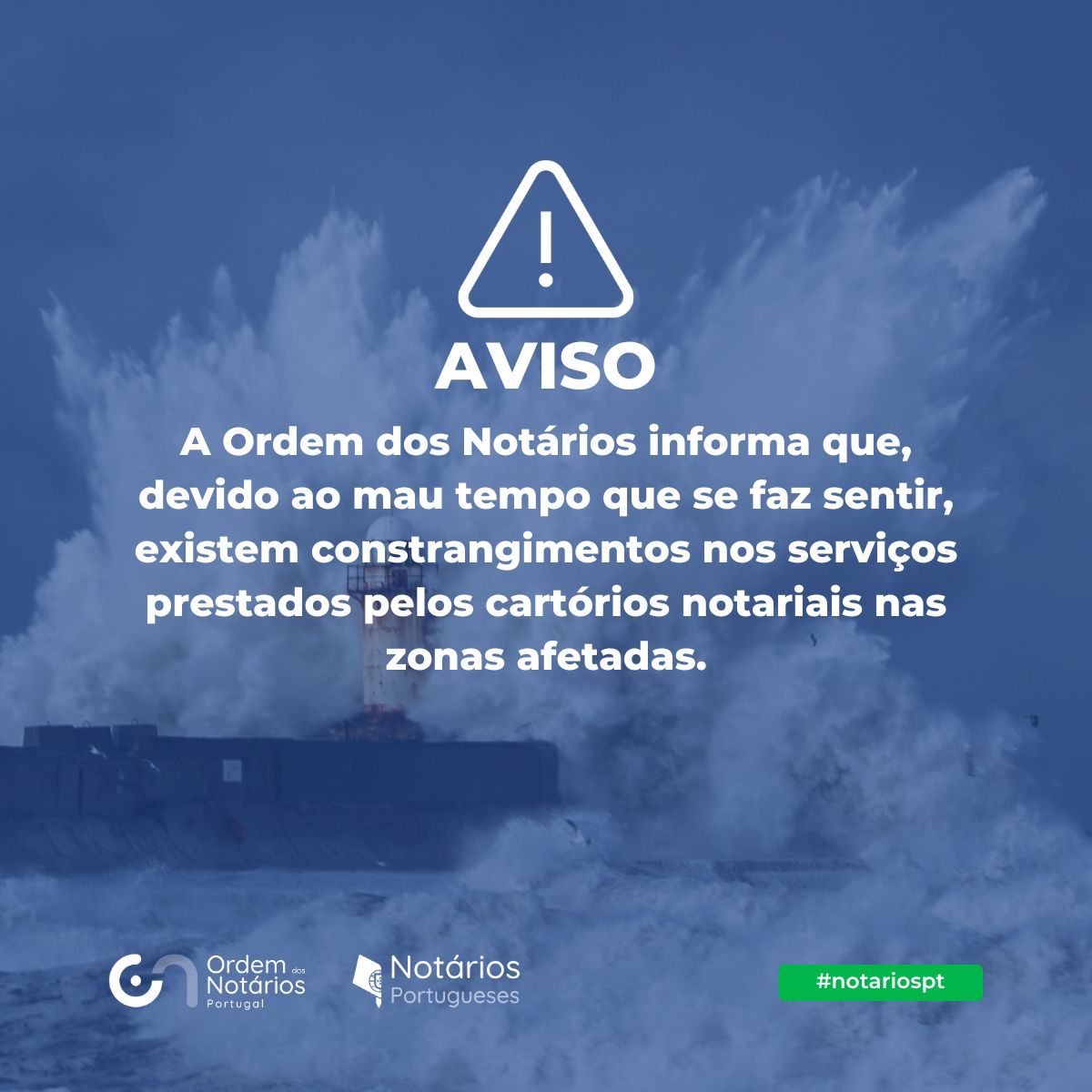 A Ordem dos Notários (ON) apela a todos os cidadãos que se mantenham em segurança durante a tempestade Ingrid e que sigam atentamente as indicações das autoridades competentes.

#notariospt