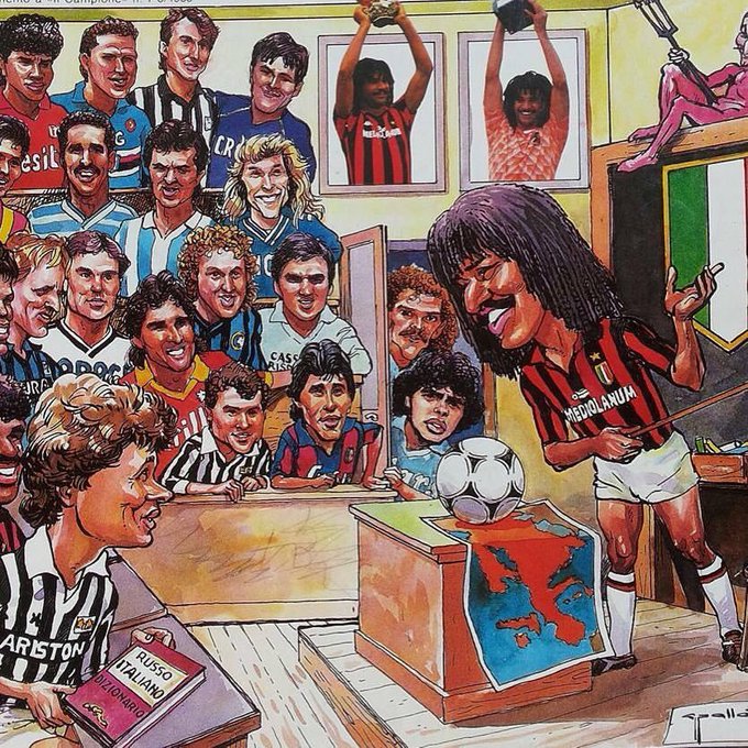 90sfootball's tweet image. A brilliant late 80s cartoon of Ruud Gullit as a teacher.