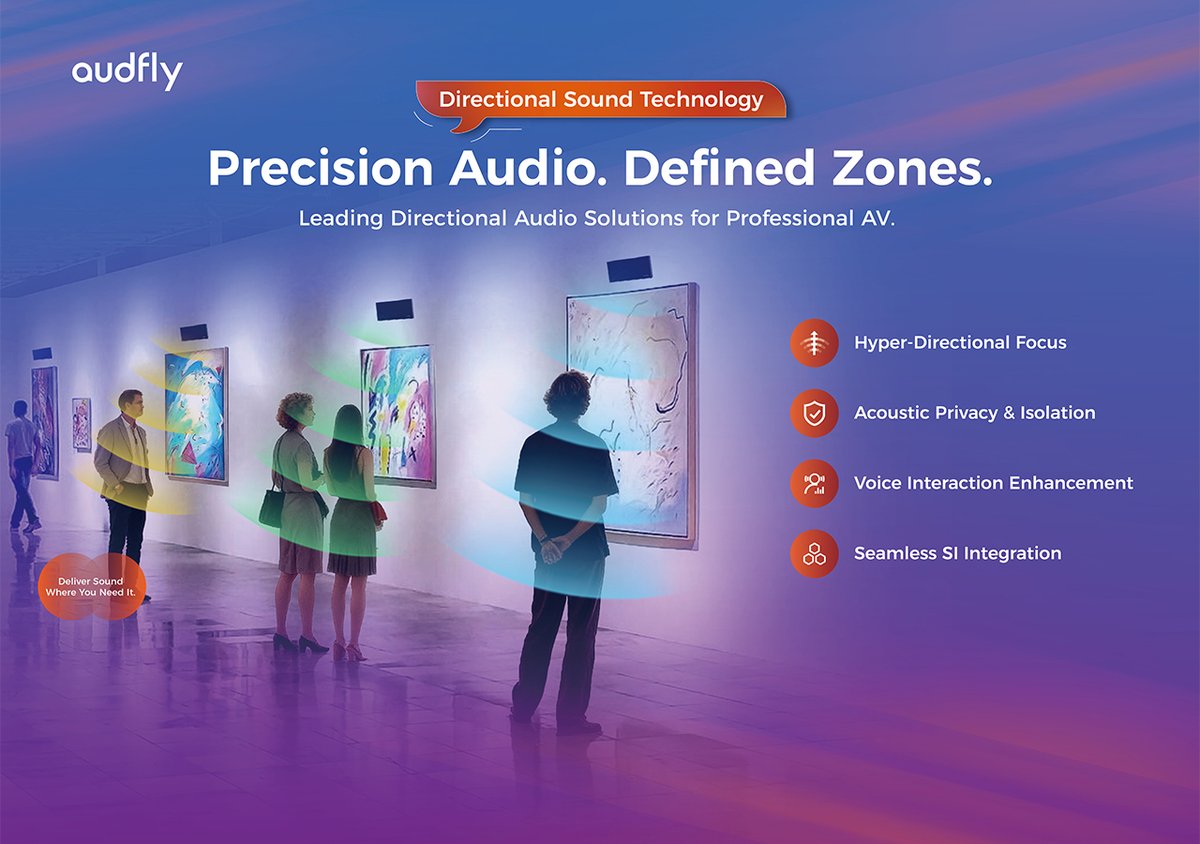 audflyspeaker's tweet image. Sound exactly where it's needed. 🎯
Audfly directional audio delivers clear, immersive sound, enhances voice interaction, and adapts to each space—without disturbing anyone else. ✨
Curious? Drop us a DM! 👇
#Audfly #DirectionalAudio #SoundWithIntent