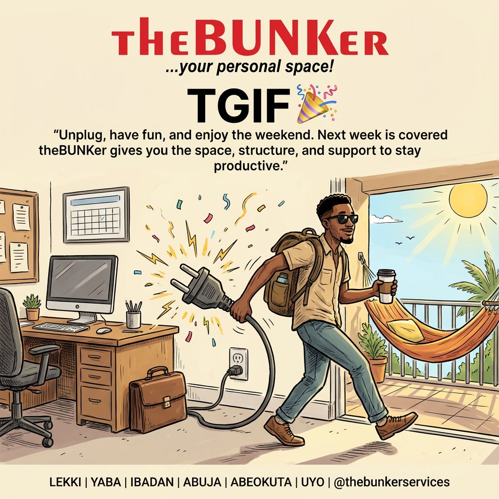 Take time to rest this weekend.
With theBUNKer, your personal space is secure and your productivity is assured when you return.

#TGIF #WeekendRest #workAttheBUNKer
