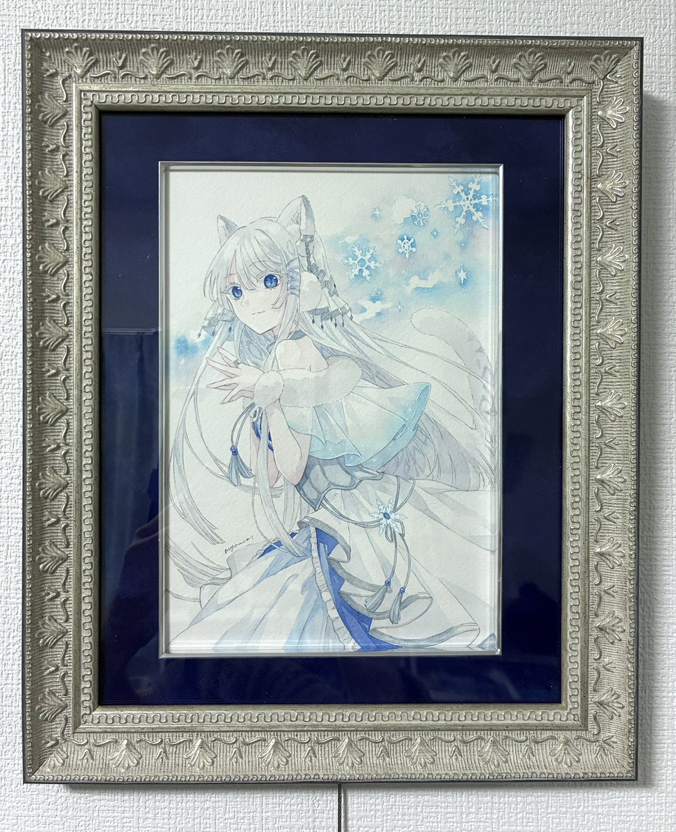 雪豹 ユキヒョウ 原画 額装済 雪豹親娘 | 山谷悠地 ｜インテリア絵画 アートの専門通販