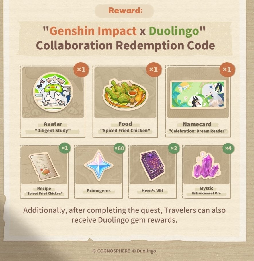 C0ffelate__01's tweet image. Hi Travellers! 🦢✨️
Due to limited supply, only 20+ Duolingo codes remain~
The price is $4 per code, payment through via PayPal 💳

Proof of previous sales can be found in my replies.
Once this batch is sold out, there will be no further availability.
#GenshinImpact #genshintwt