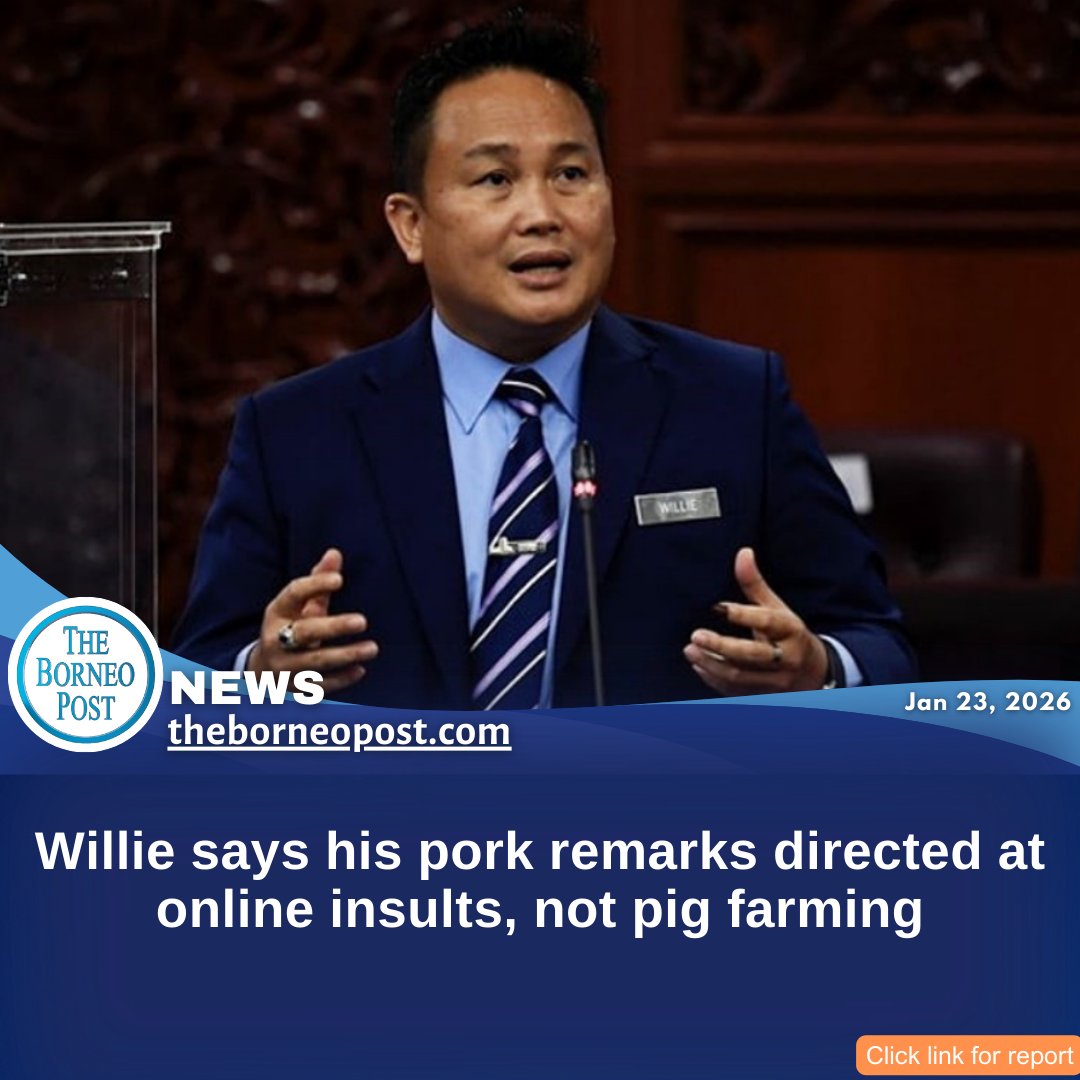 theborneopost's tweet photo. Willie Mongin clarifies his Dewan Rakyat remarks were about online insults toward pork consumers, not pig farms, urging respect for cultural food choices to promote harmony in Malaysia.
https://t.co/YN2Y25Ty3m

#Sarawak #WillieMongin #FoodRespect #pork #DewanNegara https://t.co/D8D8sO1AG1