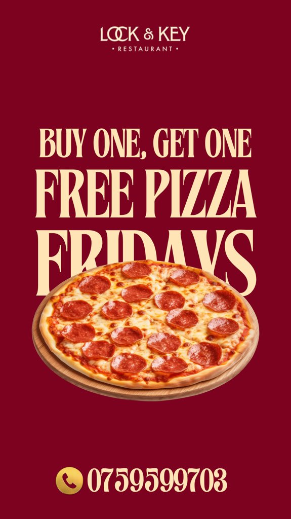 LockandKeyUG's tweet photo. If you’re seeing this, it’s a sign to stop playing and get your free pizza today💃🏾
🍕Large @ 35k + FREE Medium
🍕Medium @ 28k + FREE Small
📍 Royal Complex Hotel & Apartments, 4th Floor (Opp. Old Taxi Park)
📲 +(256) 759 599 703
#lockandkeyug #kampaladowntown #kampalarestaurants #lockedin #pizzauganda