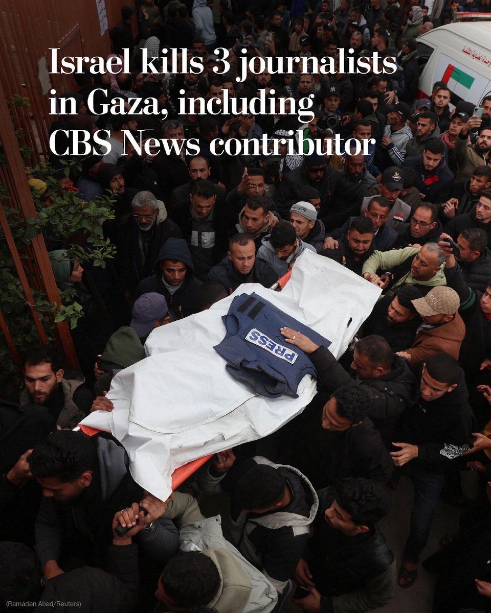 Israel killed three journalists, including a CBS News contributor, the latest attacks in Gaza despite a U.S.-backed ceasefire that began in October.

Israel has killed about 220 journalists in Gaza since October 2023, according to Reporters Without Borders.