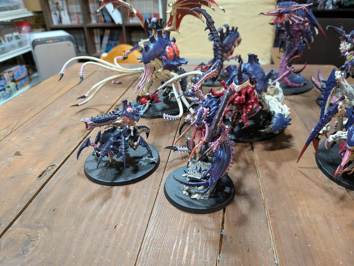 Tsukuro_tenchou's tweet image. おとく？

組済みティラニッド。
メーカー希望小売価格の4割くらいで販売します。

・デスリーパー
・バイオヴォア
・ターヴィゴン
・ハルスペックス
・トキシクレイン
・ハイヴタイラント有翼
・トライゴン？モウロック？
・ノルンアシミレイター

です。…