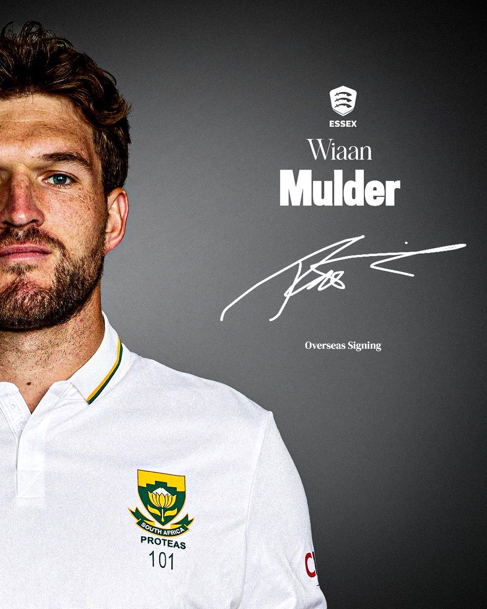 EssexCricket's tweet photo. 📝 We're delighted to announce that Wiaan Mulder has signed a multi-format deal with the Club, which will see him feature in both the @CountyChamp and @VitalityBlast from April to June.

📲 https://t.co/q7CfPPGtwZ

🦅 #FlyLikeAnEagle https://t.co/Vg0b3CFRei