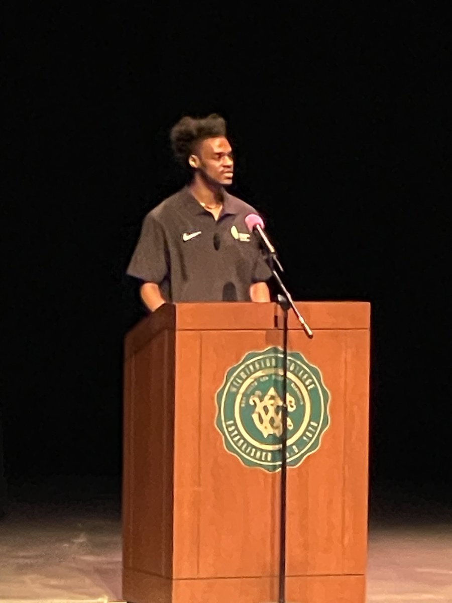 CoachKBurke3's tweet photo. De’Anta Sanon was a first-team All-OAC WR.  Impressive for sure, but nothing compared to what he did last night.  He delivered a thoughtful, powerful, and inspiring message.  He spoke with extraordinary grace, poise, maturity, and wisdom.  

@DubC_Football https://t.co/Nx3CkVgz6O