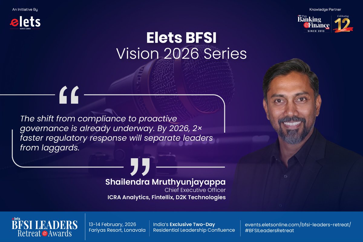 Engineering trust in a data-driven BFSI era.

Our CEO <a href="/Mruthyunjayappa/">Shailendra Mruthyunjayappa</a>  shares insights on intelligence-led governance in the Elets BFSI Vision 2026 Series.

Read the full interview here: bfsi.eletsonline.com/vision-2026-en…

#Vision2026 #BFSI #Fintellix #eletsbfsi