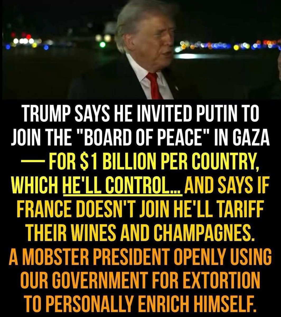 SO HIS PLAN IS TO FORCE COUNTRIES TO PAY HIM PERSONALLY 1 BILLION DOLLARS EVERY THIRD YEAR TO BE A MEMBER OF A WAR CRIMINALS ALTERNATIV "PEACE COUNCIL" 🤦 YEAH THATS NOT GOING TO HAPPEN 😂✊ CONGRATULATIONS AMERICA YOU HAVE THE MOST EMBARRASSING AND CORRUPT PRESIDENT EVER