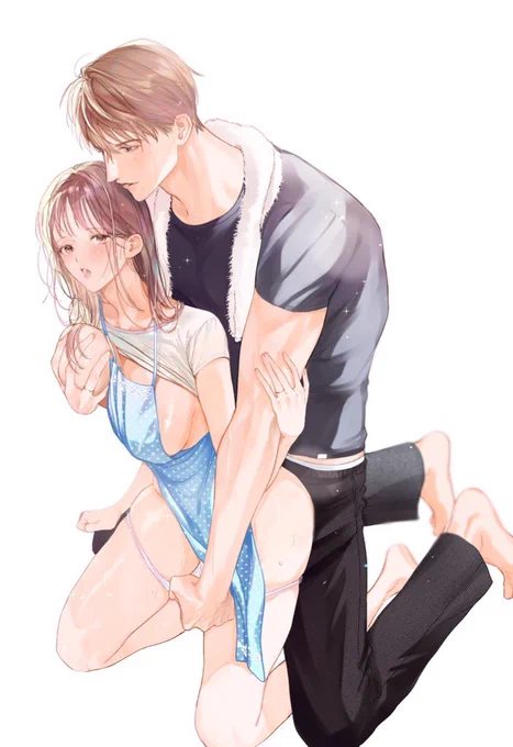 元絵はこちらでした!この2人(年下後輩くん×先輩ちゃん新婚カプ)の設定で1P漫画も描いてます(※収録は合冊版のみ)絶対検索BANされるとわかってるんですけどね恐れずに載っけますよ私は見てくれこのプリプリ感を #君のナカまで愛を注ぐ～とろあま子作りえっちアンソロジー〜