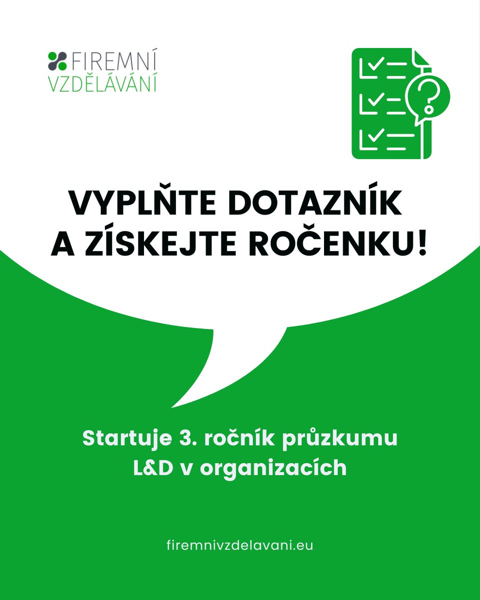 3. ROČNÍK PRŮZKUMU L&amp;D STARTUJE! 🚀
Pohybujete se ve světě firemního vzdělávání? Pak hledáme právě vás! Pomozte nám zmapovat terén a my vás za to odměníme exkluzivní tištěnou ročenkou. 📗

🔗 Vyplňujte prosím zde: forms.cloud.microsoft/r/Sjs1nQMkRg