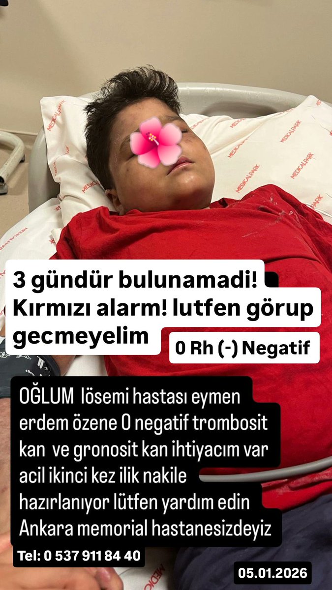 Sevgili <a href="/arifverimli/">Arif Verimli</a> ve <a href="/hizlisayar/">Gökben Hızlı Sayar🚀</a> hocalarım bu güzel yavrumuz 21 Ocakta ilik nakli oldu. Naklin başarılı olması için çok acil A rh negatif gronosit kana ihtiyaç var. Tedavi gördüğü Memorial hastanesinde verilmesi gerekiyor. Rica etsem sizler duyuru yapar mısınız?