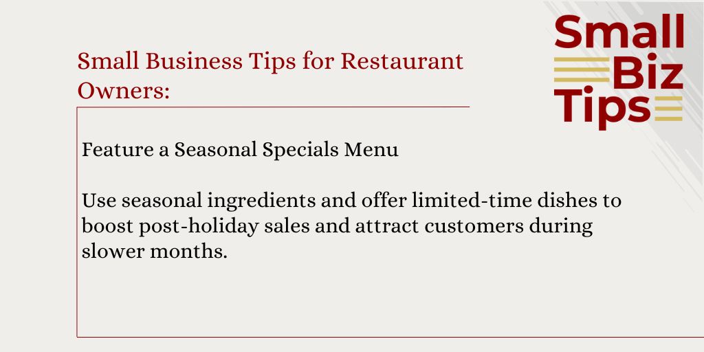Jmodica1's tweet image. Seasonal menus keep customers curious and tables full, especially in slow winter months! #SmallBusinessTips #RestaurantMarketing
