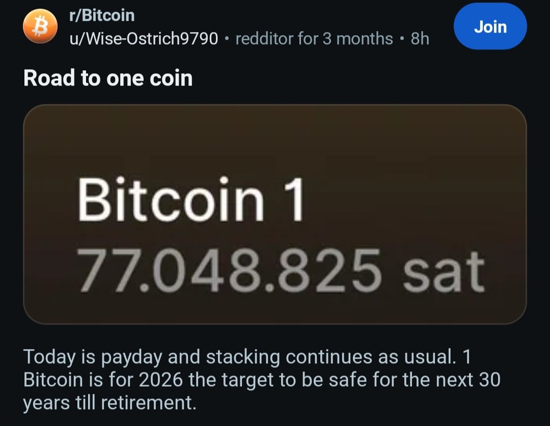 This person has 0.77 BTC with a goal of reaching 1 BTC in 2026 So many  people have the same goal, but most will NEVER achieve it Dips are to your  advantage