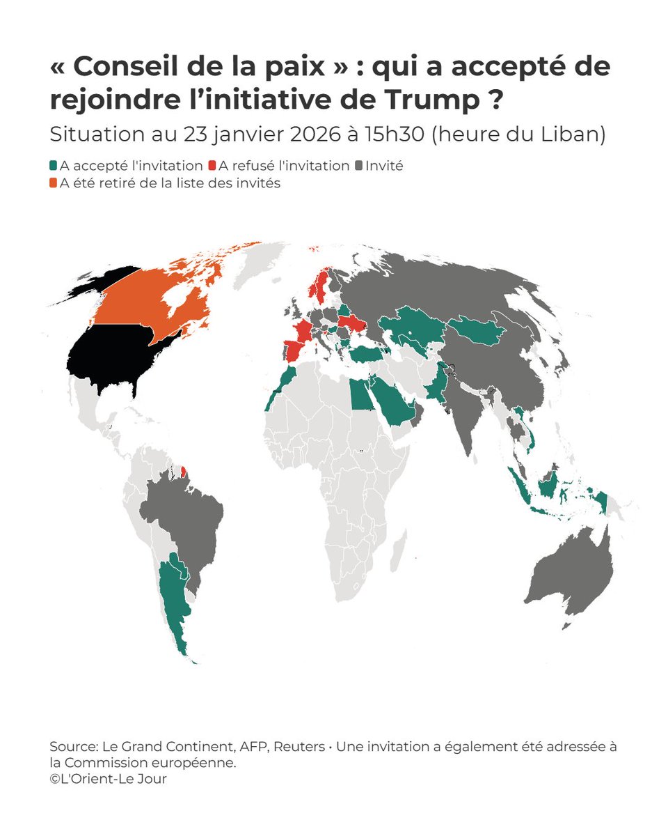 LOrientLeJour's tweet image. 🗺️ #Infographie | Le Conseil de la paix du président américain Donald Trump : qui en fait partie et comment pourrait-il fonctionner ?

@enzoquenes vous explique ⤵️