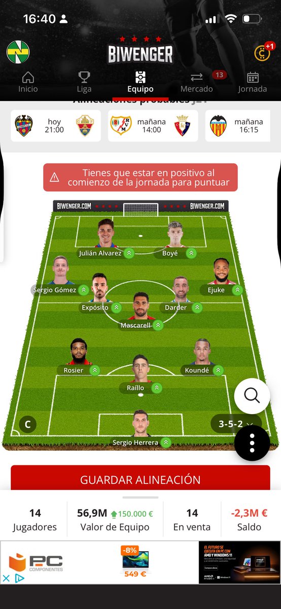 Victor05169094's tweet photo. A quien pondríais de capitán solo defensas y portero??@oraculo_comunio @biwenger @DudasBiwenger @GuruBiwenger @biwenger https://t.co/aOwFKf4dTp
