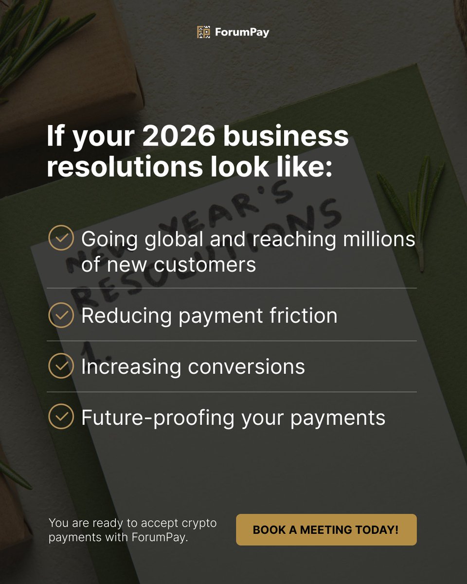 If your 2026 business resolutions include growth, speed, and better conversions…
 crypto payments should be on your list.📝
Start accepting crypto payments now at forumpay.com