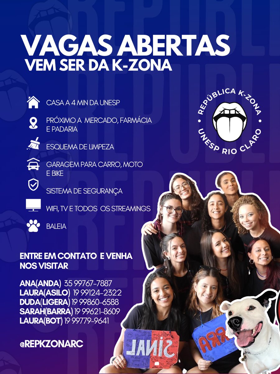 dudadefavari's tweet photo. Parabéns pela aprovação na Unesp Rio Claro bixeteeeee!
E pra deixar a sua experiência universitária melhor ainda vem conhecer a República K-Zona, uma casa feminina com tradições universitárias desde 2023💙❤️
Chama a gente pra conhecer! https://t.co/wzGiQDkeaT