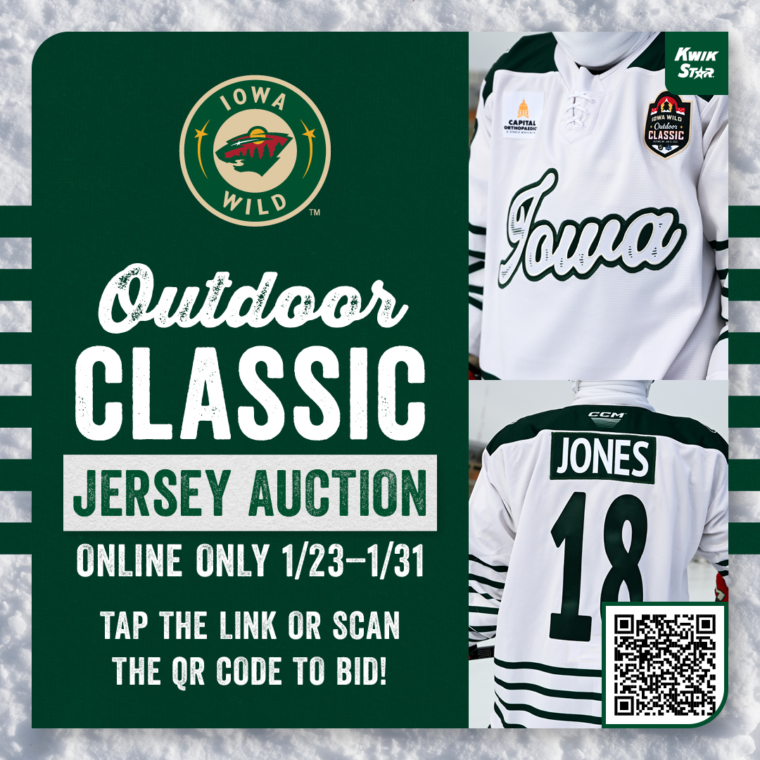 Bidding is now LIVE for these limited-edition, game-worn #IAWildOutdoorClassic jerseys! 🧵🔥

🗓️ 1/23–1/31 | A portion of the proceeds benefit <a href="/United_HL/">United Heroes League</a>
Bid online now 🔗: pulse.ly/8i12zbficp
#WildTerritory