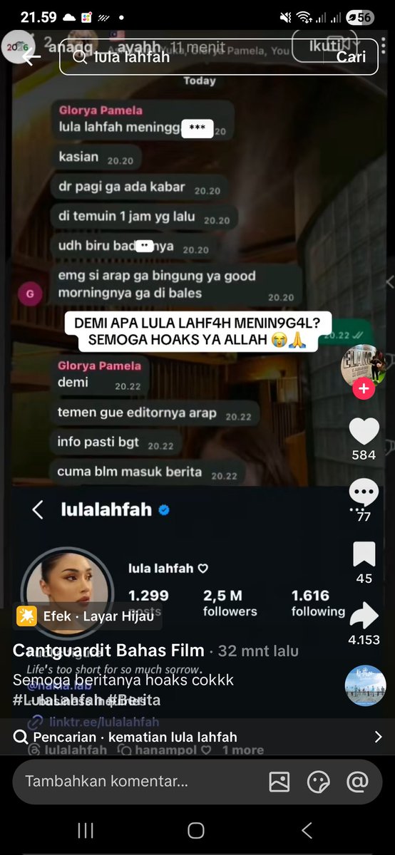 UCornnn's tweet image. syok buka tiktok jg bahas lula😭