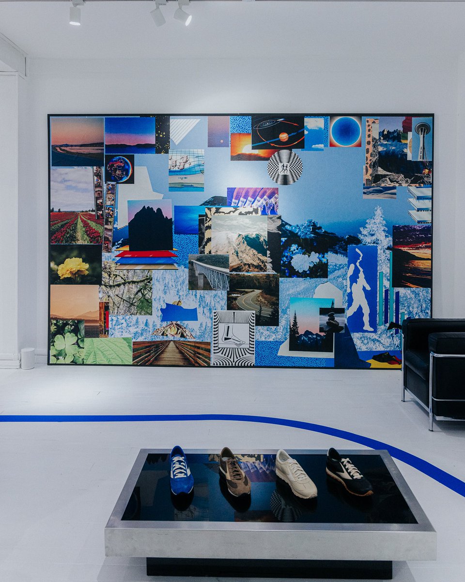 DeweySaunders's tweet photo. New work for @brooksrunning 
Paris Fashion Week

I was commissioned to create collage murals for the Brooks showroom this week in Paris. These works dive into the natural environment of the Pacific Northwest through the lens of running and adventure. Commissioned by @reedartdept https://t.co/sR1GuIKXhW