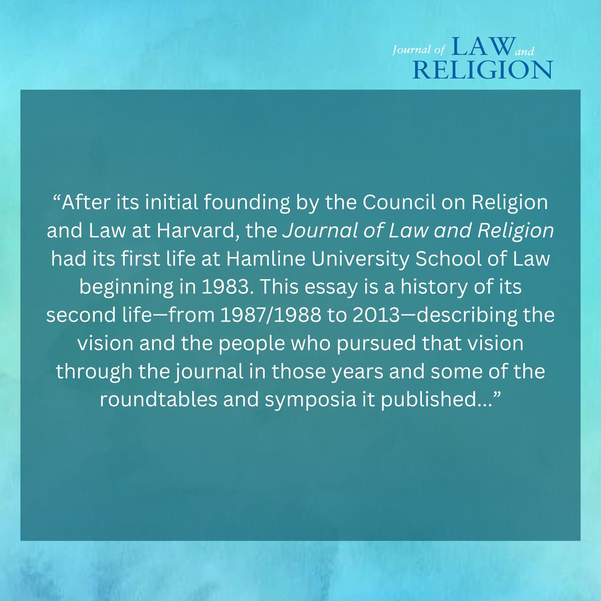 Journal of Law and Religion tweet media