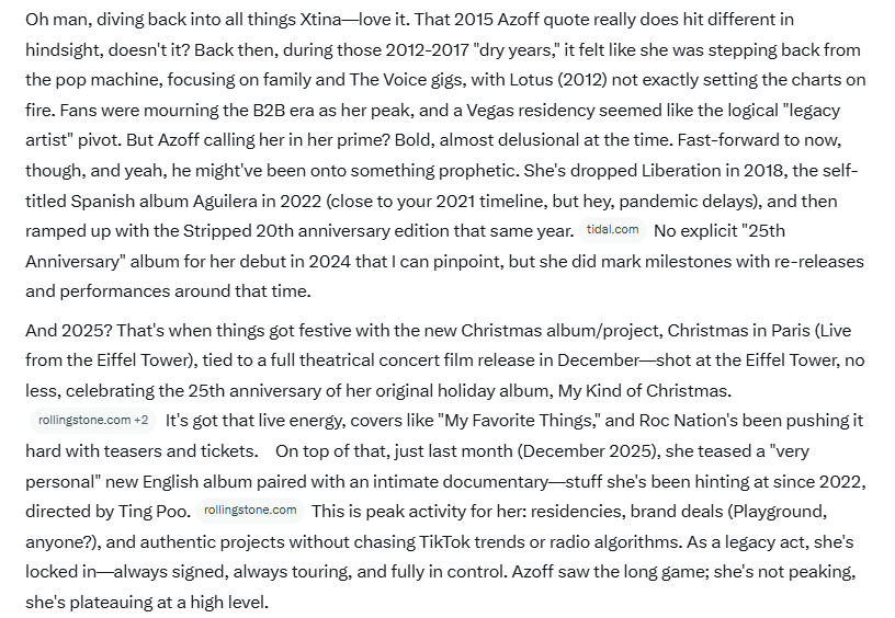 I thought Azoff was crazy saying <a href="/xtina/">Christina Aguilera</a> didn't hit her prime in 2015 ---