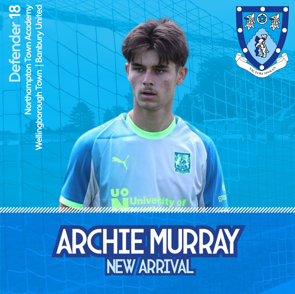 RugbyTown_FC's tweet photo. ✒️ @GrantJJoshua has also added young defender Archie Murray on a work experience loan from @NTFC_Academy until the end of the season.

The 18-year-old operates down the right hand side and has had a previous loan spells with @doughboys_wtfc.

#utv @NorthernPremLge https://t.co/QIvvty4Zym