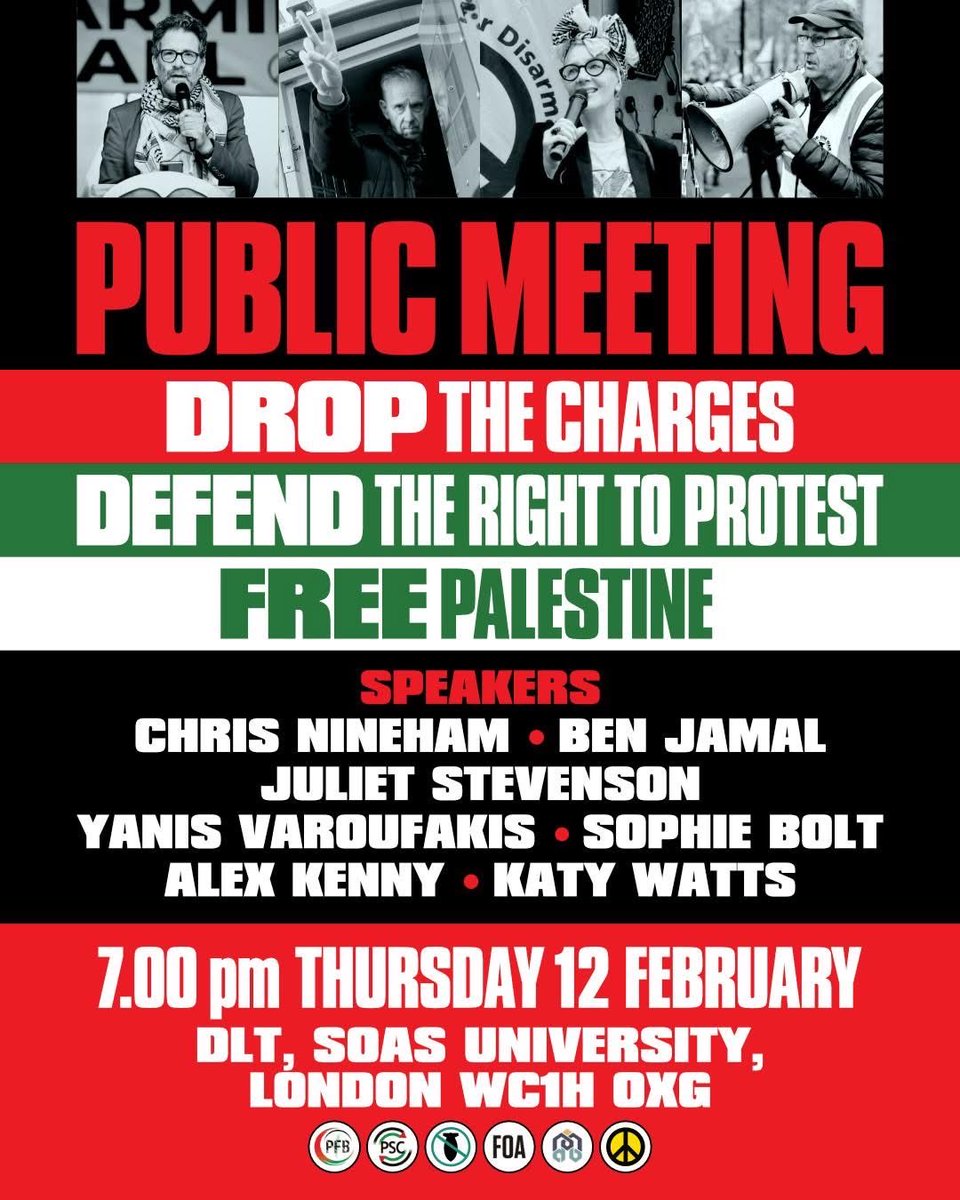 The attacks on the Palestine movement are coming thick and fast. 

Myself and Ben Jamal are in court on 23 Feb, new laws are being rushed through, the IHRA definition is back, meanwhile the Filton 24 remain in jail. 

Londoners please make this to discuss how to push back.