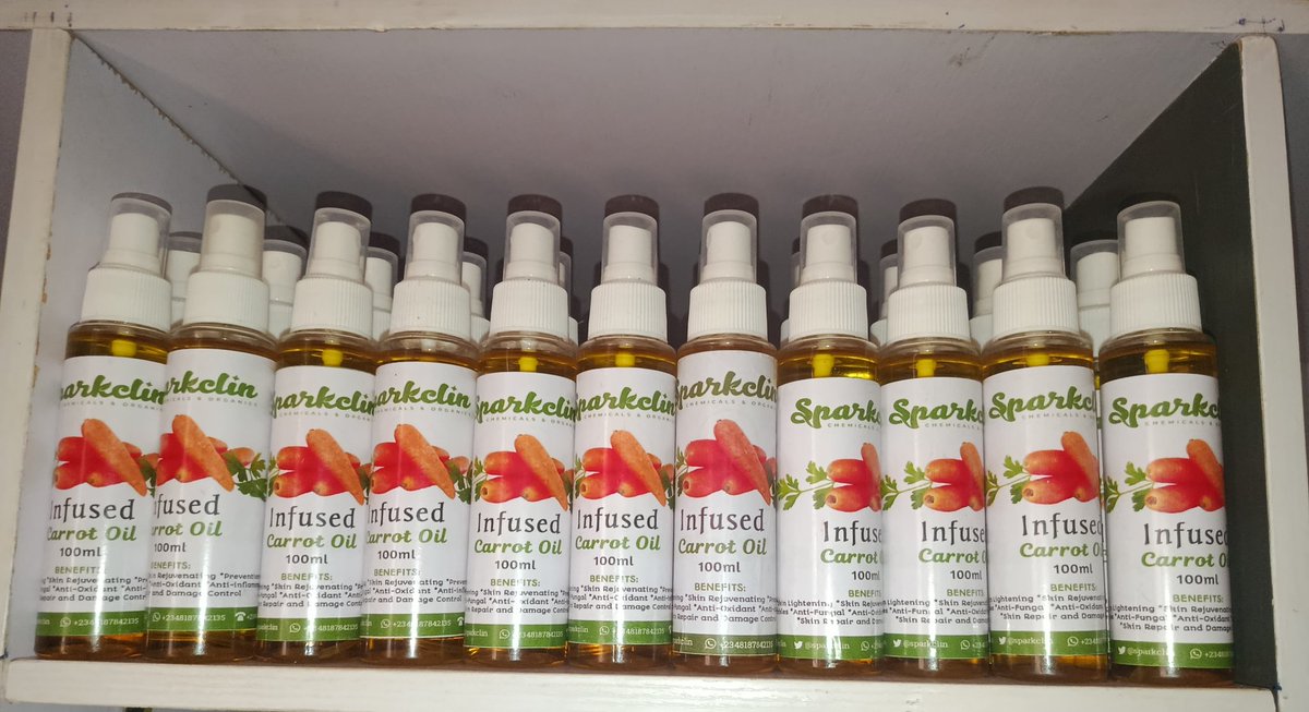 sparkclin's tweet photo. We are open for business @sparkclin carrot oil is fully back in stock. 
A refer, retweet and patronage will go a long way 🤲🏾🙏🏾
#sparkclin #それスノ #skinoil #Oscars #smallbusiness #MadeinNigeria https://t.co/yTF7K9qHuP