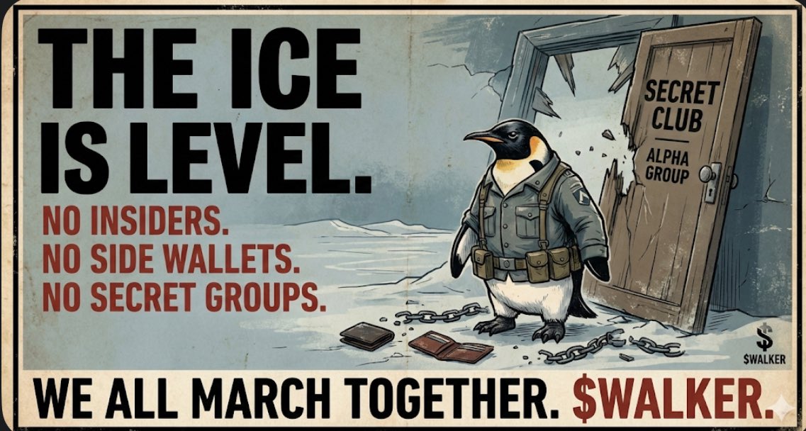 5000kmWalker's tweet photo. The game is rigged. The ice is not.
We don't have secret handshakes. We don't have side wallets. We don't have "Alpha Groups."
Every soldier starts at the same line.
Every step is earned.
$WALKER 🏴
#FairLaunch #Solana #NoInsiders #TheMarch https://t.co/GGkoINUPtE