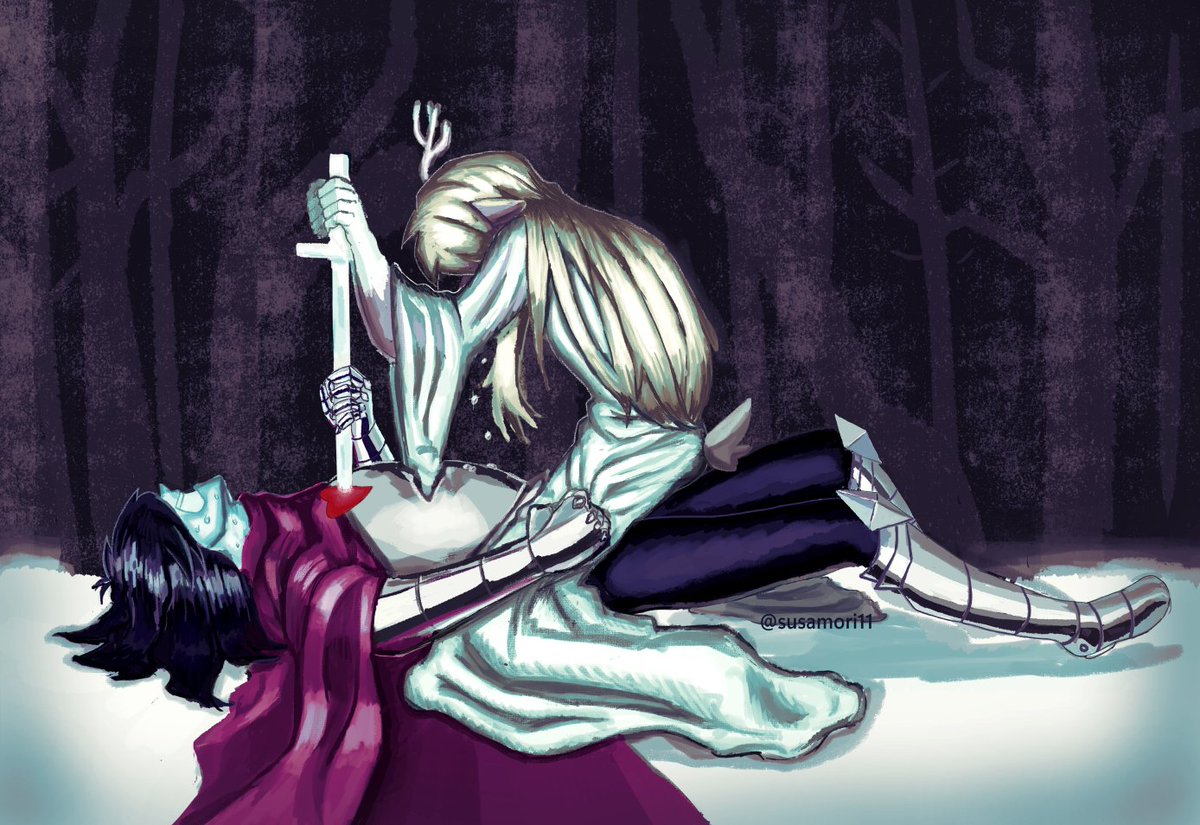 I'm a big fan of the entire kriselle spectrum but I noticed that I tend to draw a lot of mutual kriselle angst + Kris anguish. I have many other kriselle wips that I would love to start working on soon. 
#kriselle #deltarune